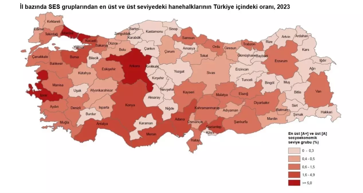 TÜİK: Türkiye’de Hanelerin %1,1’i En Üst Seviyede